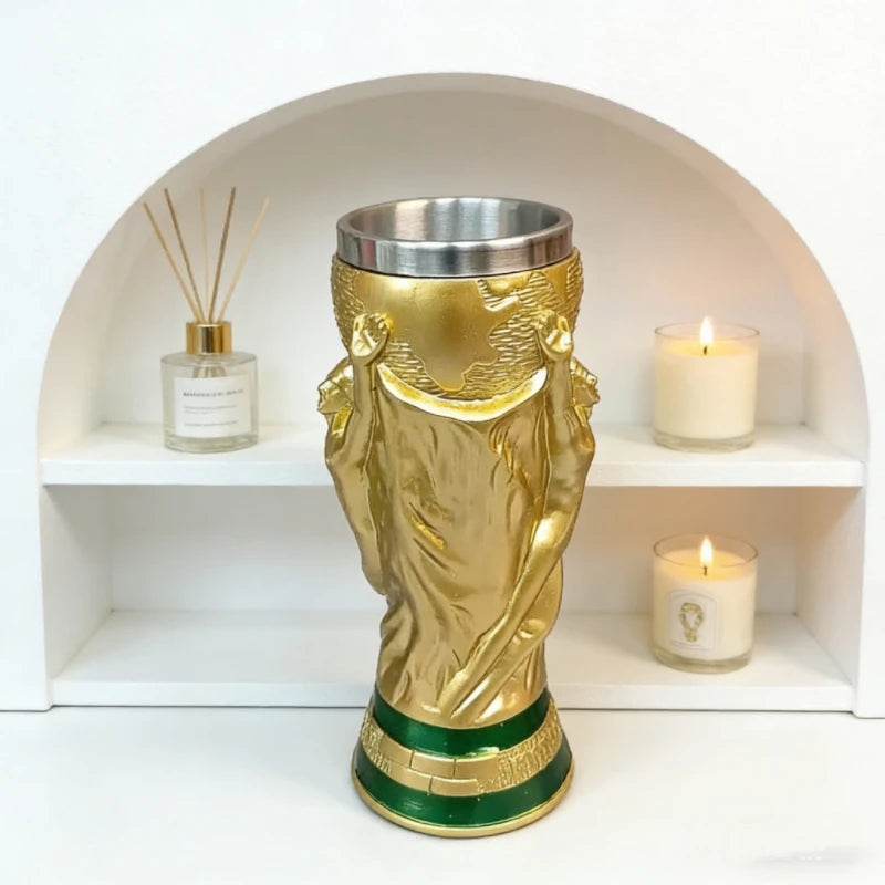 Elegant Gold-Embossed Stainless Steel Cup for Home & Bar Use