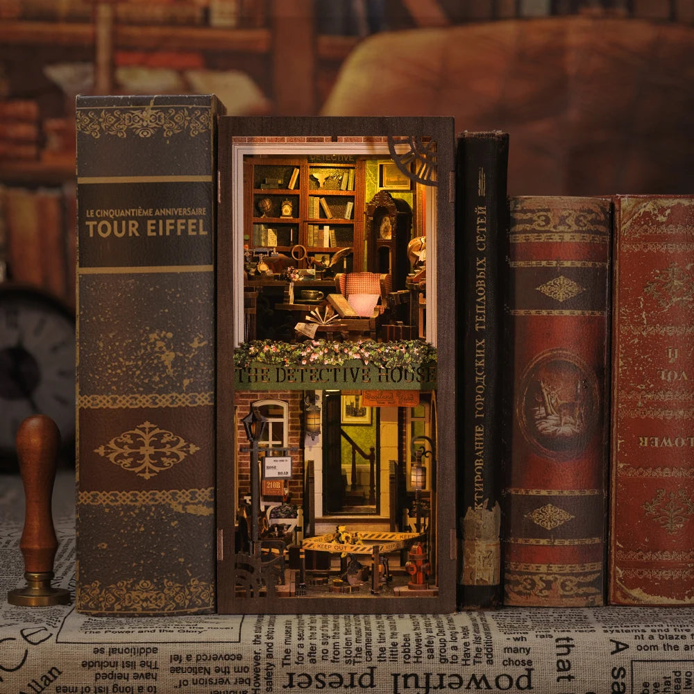 CUTEBEE DIY Book Nook 3D Puzzle Miniature with LED & Dust Cover