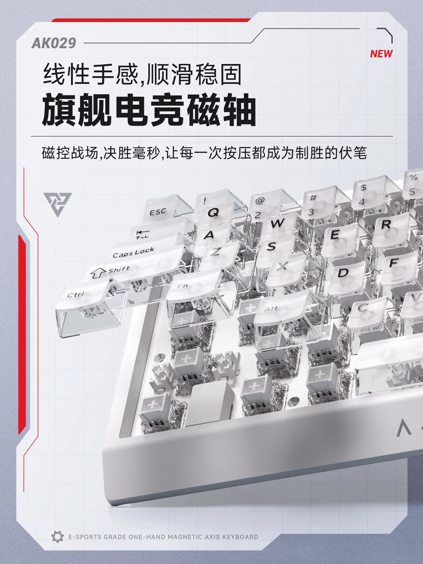 AJAZZ AK029 HE Wired Mini Mechanical Gaming Keyboard - 29 Keys