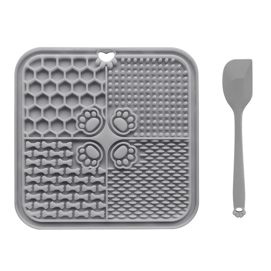 Anxiety Relief Dog Lick Mat with Suction Cups - Slow Feeder Silicone Bowl