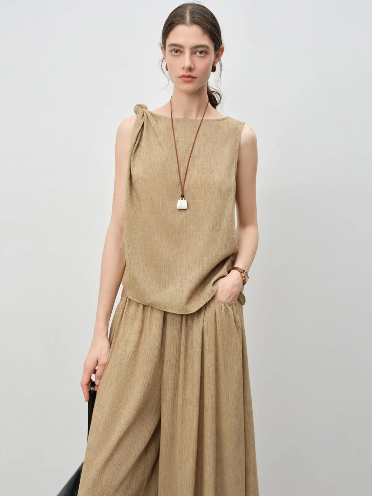 ZIQIAO Women's Summer Sleeveless Linen Set - Breezy & Chic Style