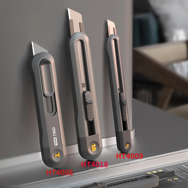 Deli 9mm & 18mm Snap-off Utility Knife with Auto Lock - Precision Cutting