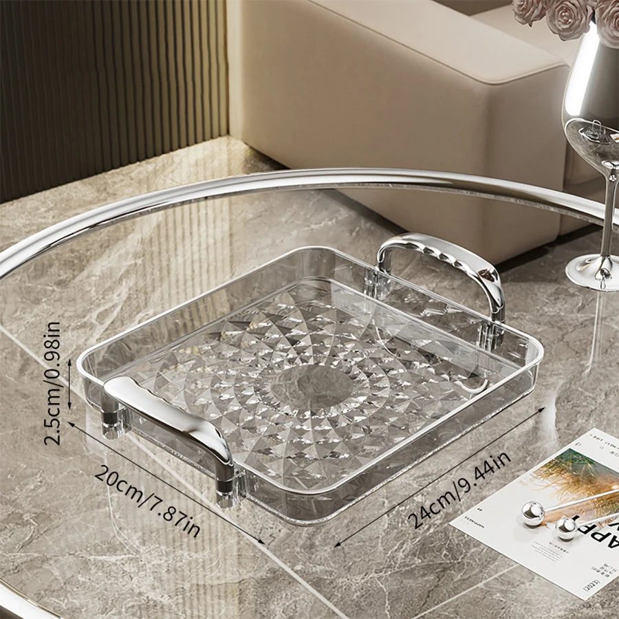 Clear Plastic Food Tray - Double Handle Rectangle Design