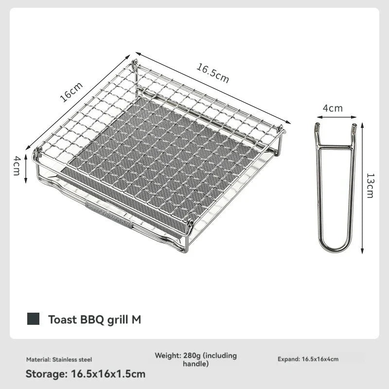 Stainless Steel Folding Grill Net for Outdoor Cooking - Space-Saving Design