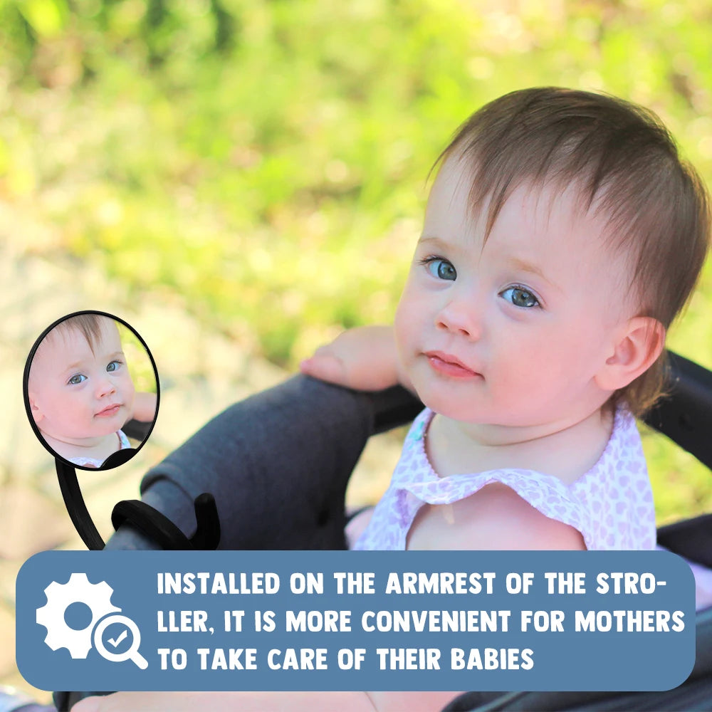 Adjustable 360° Stroller Mirror - Shatterproof for Safe Baby Viewing