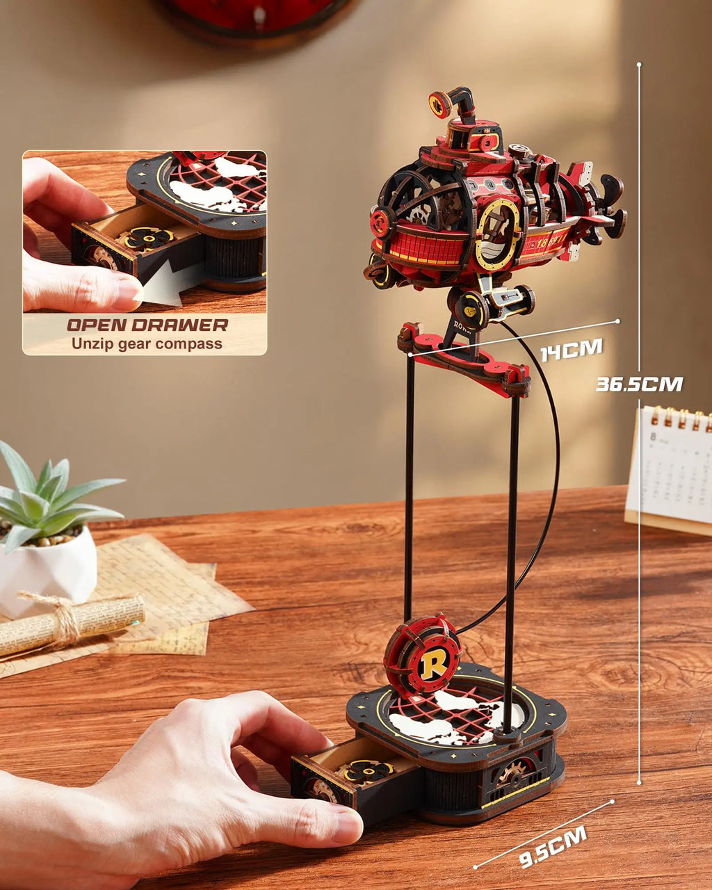 Robotime Kinetic Submarine 3D Wooden Puzzle - Engaging Desk Decor
