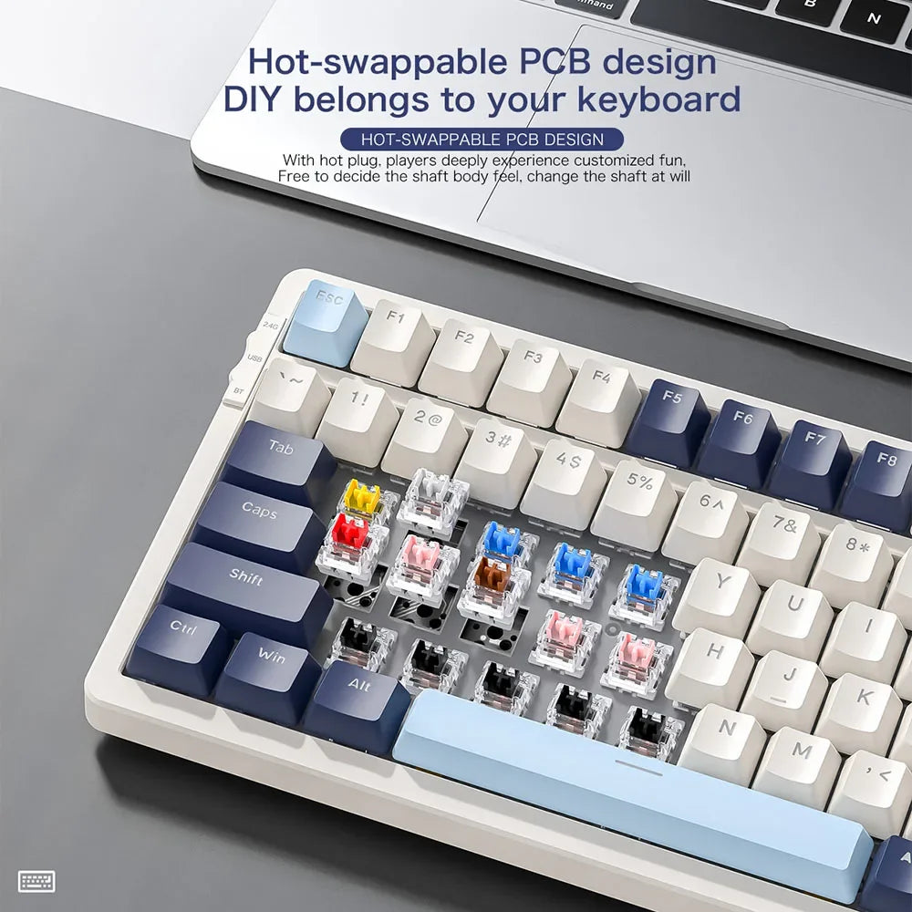 K8 Tri-Mode Wireless Mechanical Keyboard - Hot-Swap & RGB Lighting