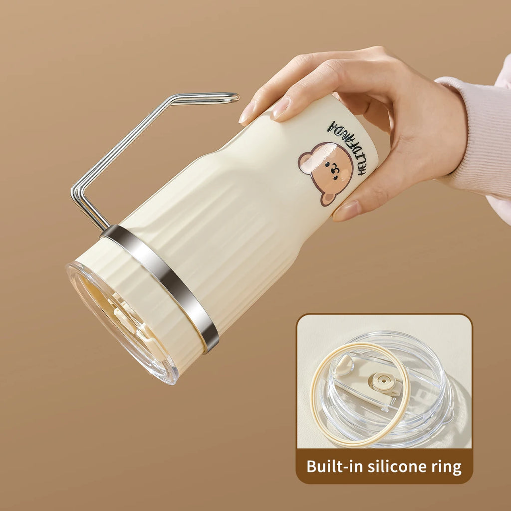 Cute Bear Large Capacity Water Bottle – Leak-Proof Tumbler