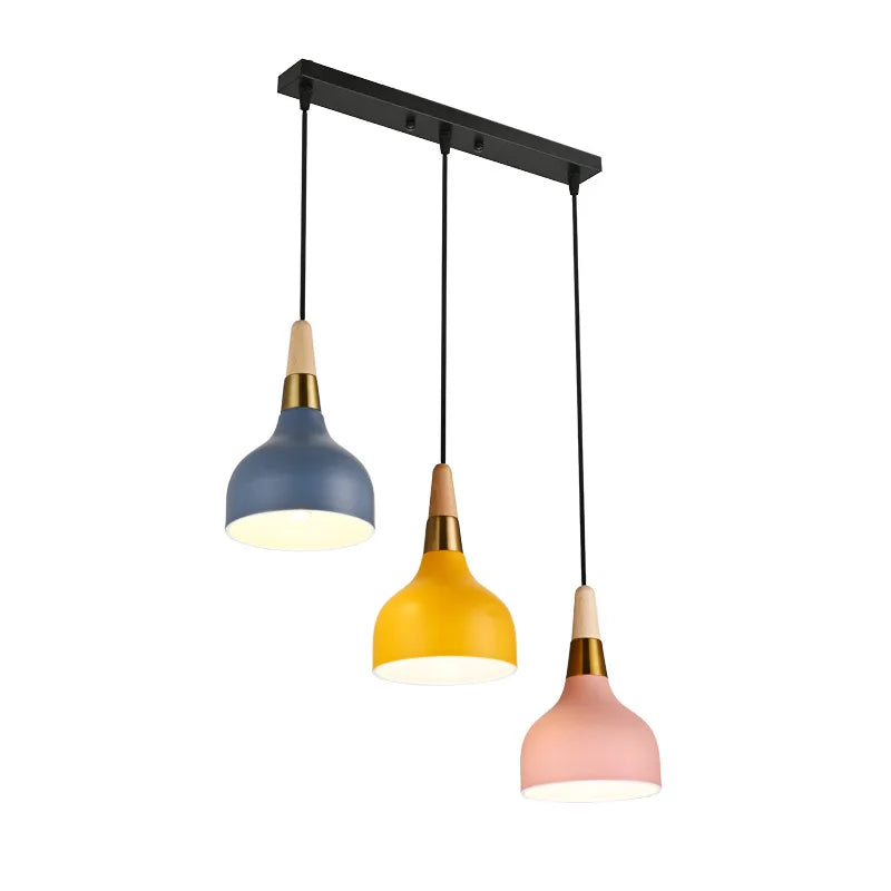 Nordic Chandelier Pendant Light with Wooden Handle - Modern Design