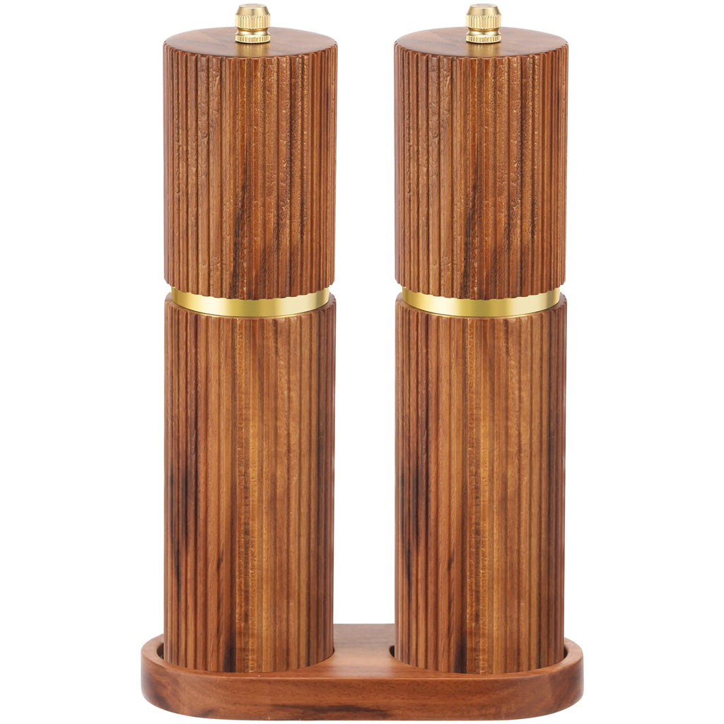 Wooden Salt and Pepper Grinder Set with Adjustable Coarseness