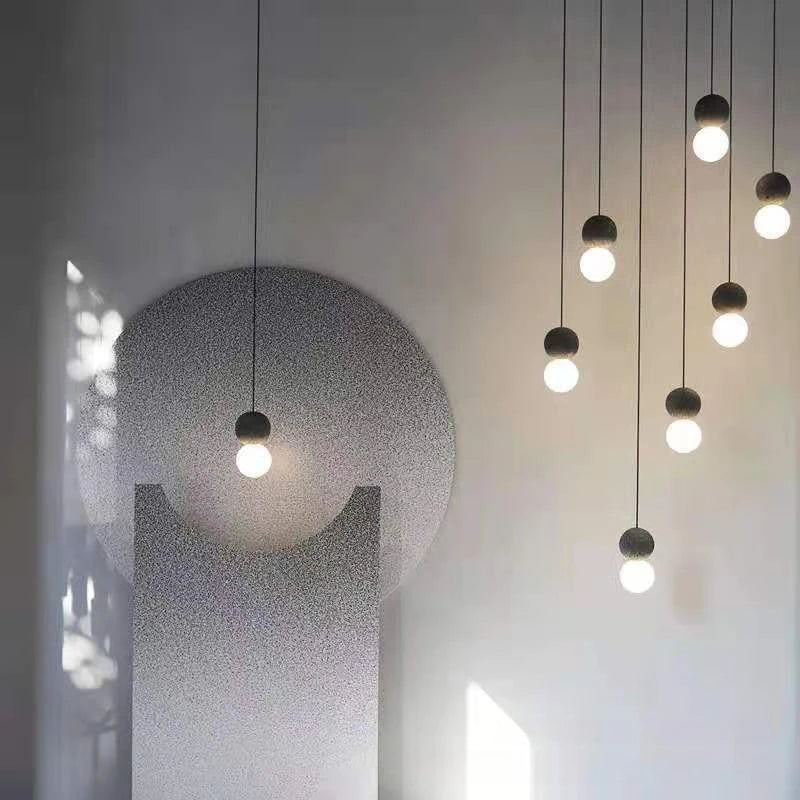 Modern G9 Pendant Lamp - Concrete Ball LED Chandelier for Home Decor