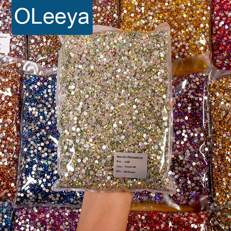 OLeeya Bulk Non-Hotfix Rhinestones for DIY Nail Art & Garments