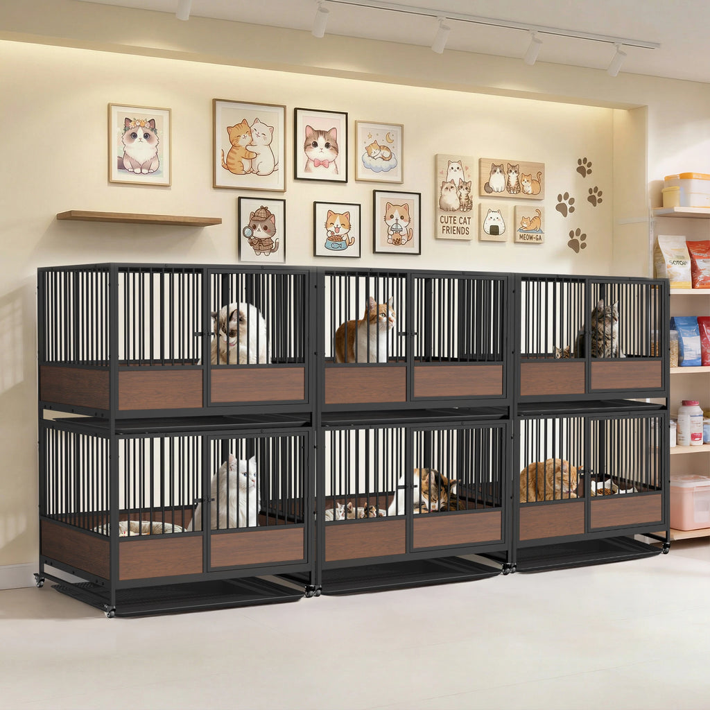Heavy Duty Metal Cat Cage - Stackable Enclosure for Cats & Small Pets