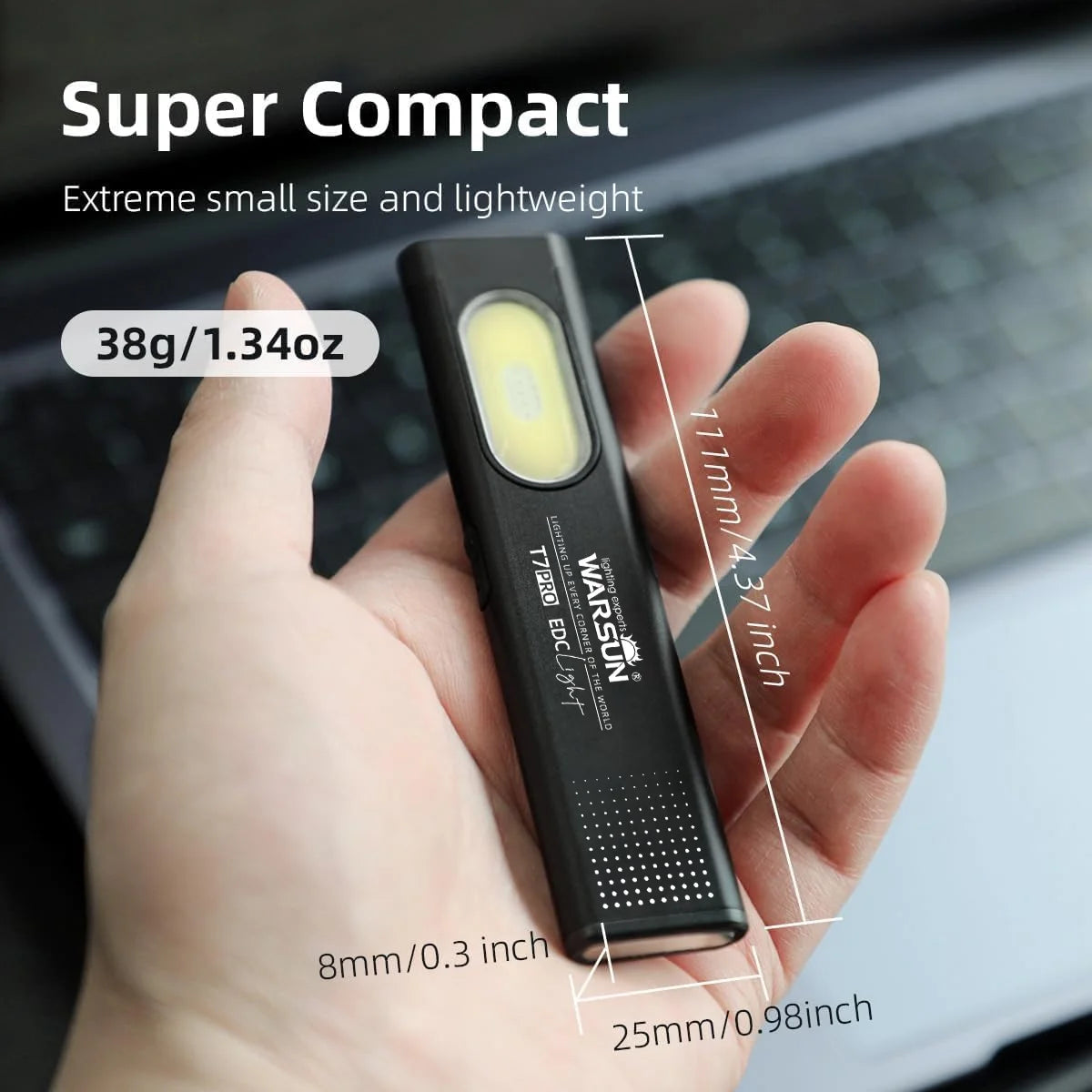Warsun T7 Rechargeable LED Keychain Flashlight - 600 Lumen Mini Torch