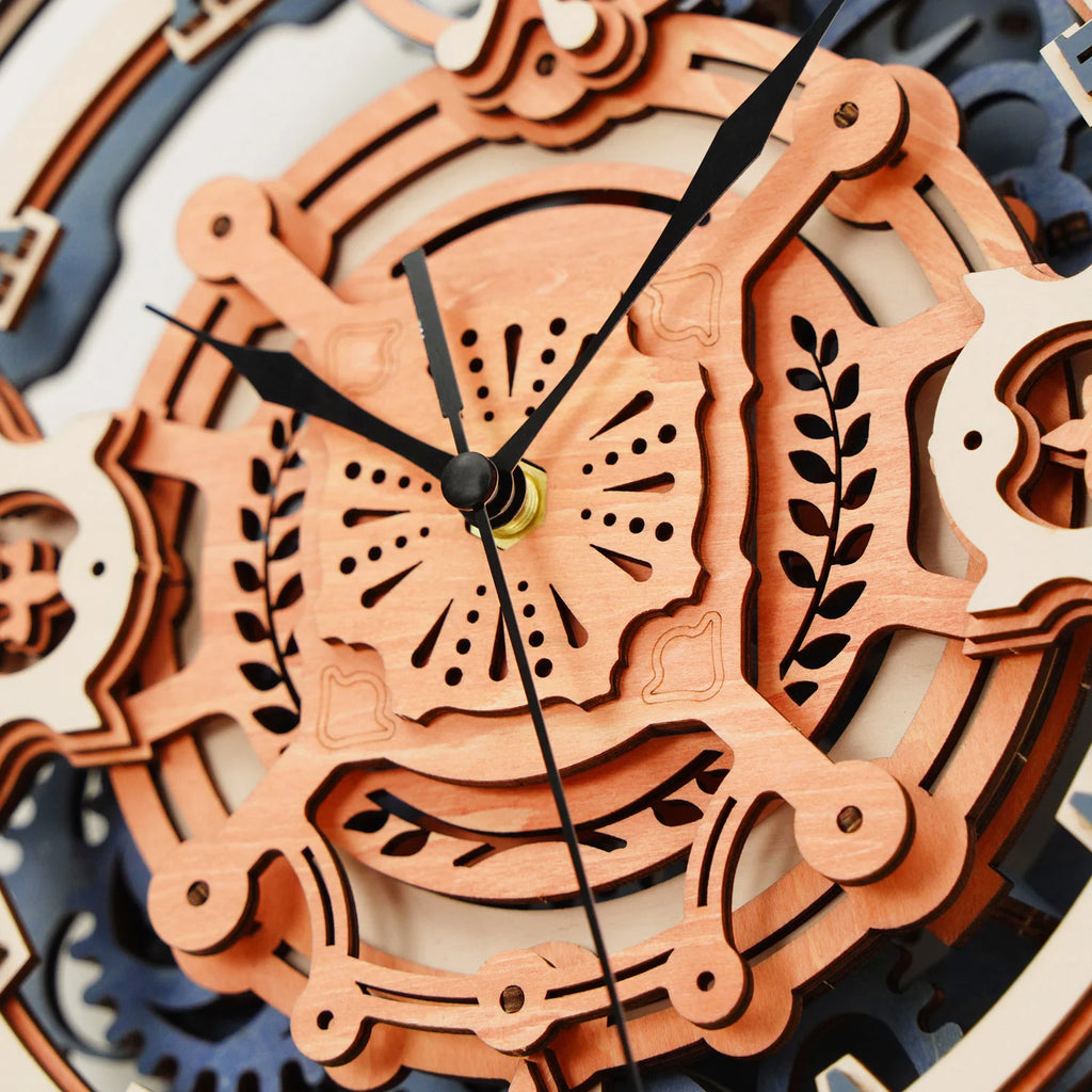 Robotime 3D Wooden Puzzle Wall Clock - Engaging DIY Gift