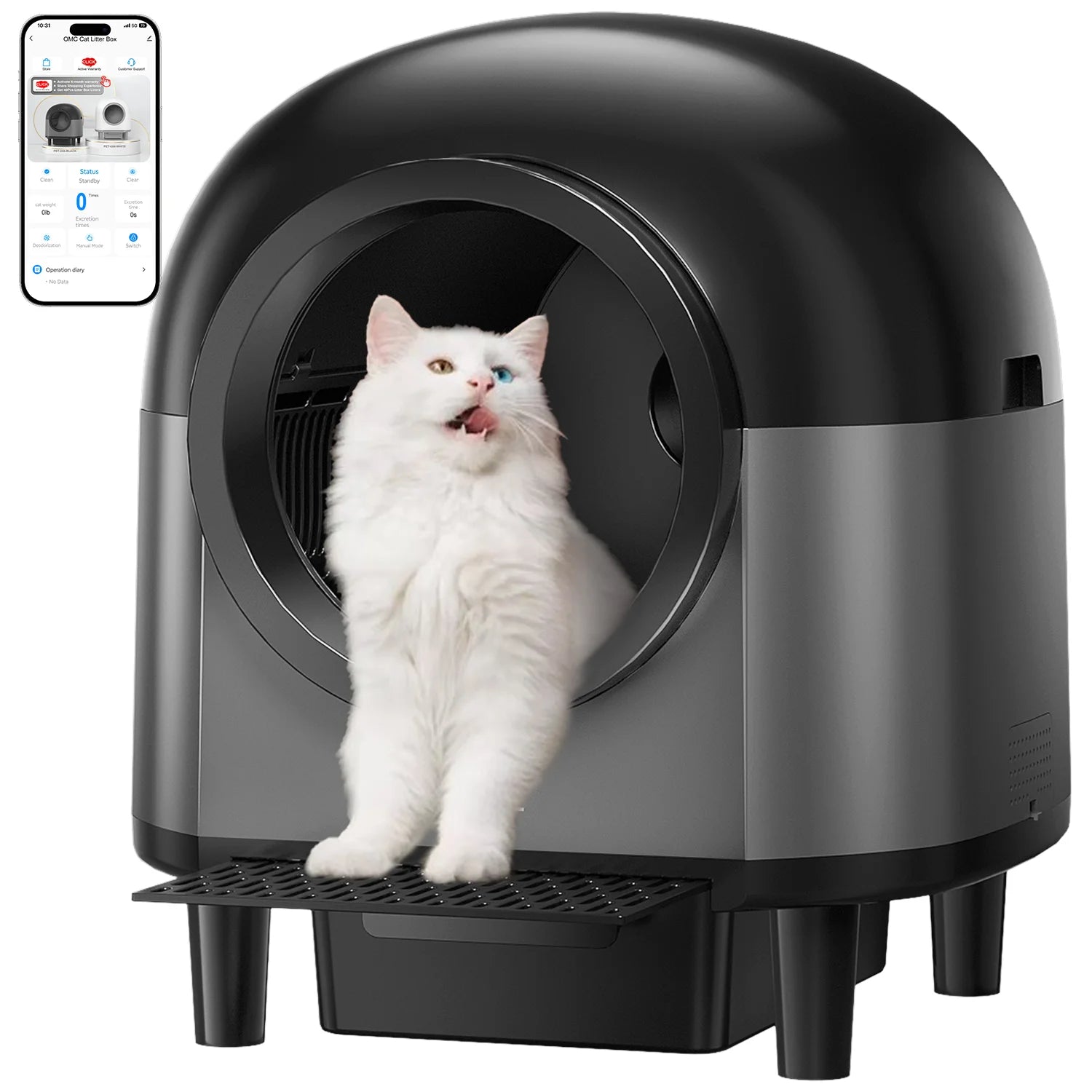 REDSASA Self-Cleaning Automatic Cat Litter Box with App Control & Stairs
