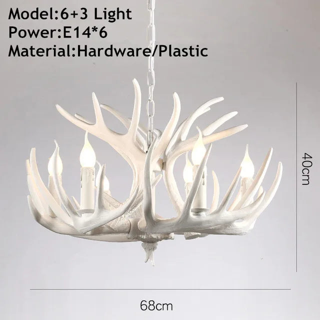 Vintage Deer Horn Pendant Light - Industrial Antler Chandelier