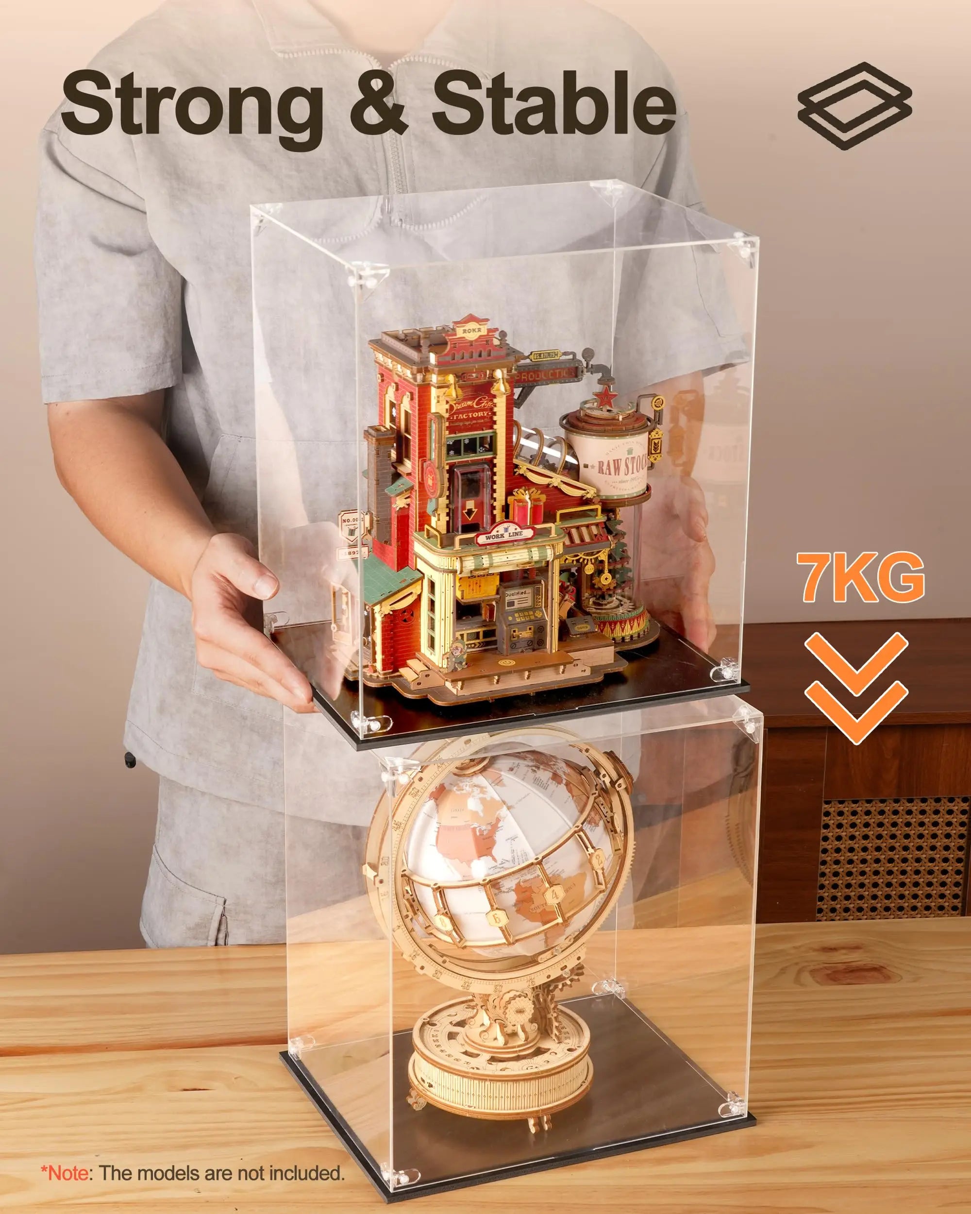 ROBOTIME Crystal Clarity Display Case for Model Kits - Dust-Free Showcase