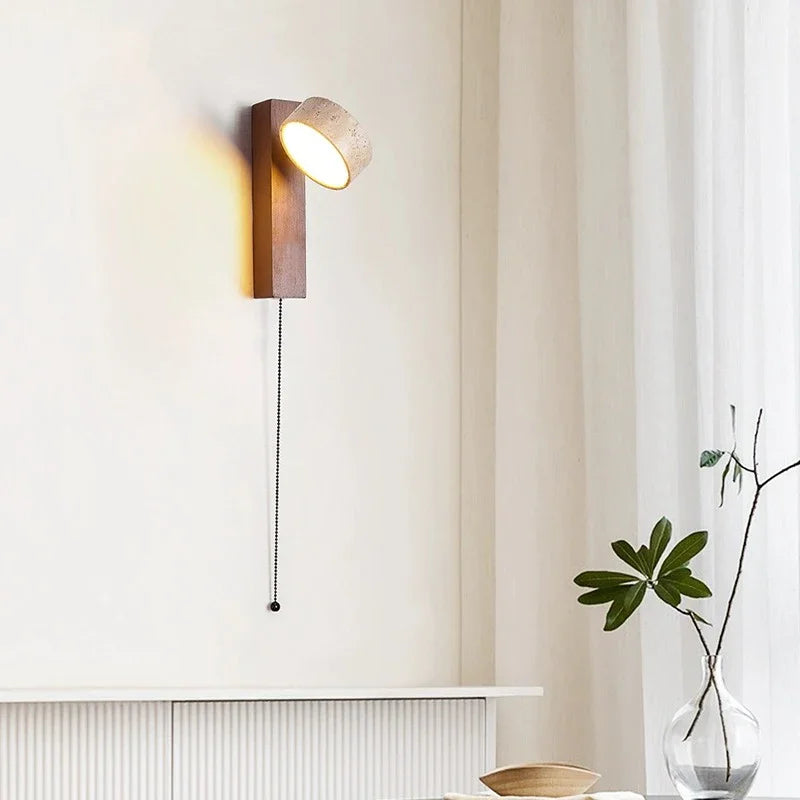 Modern Stone Wall Lamp with Rotatable LED and Pull Switch
