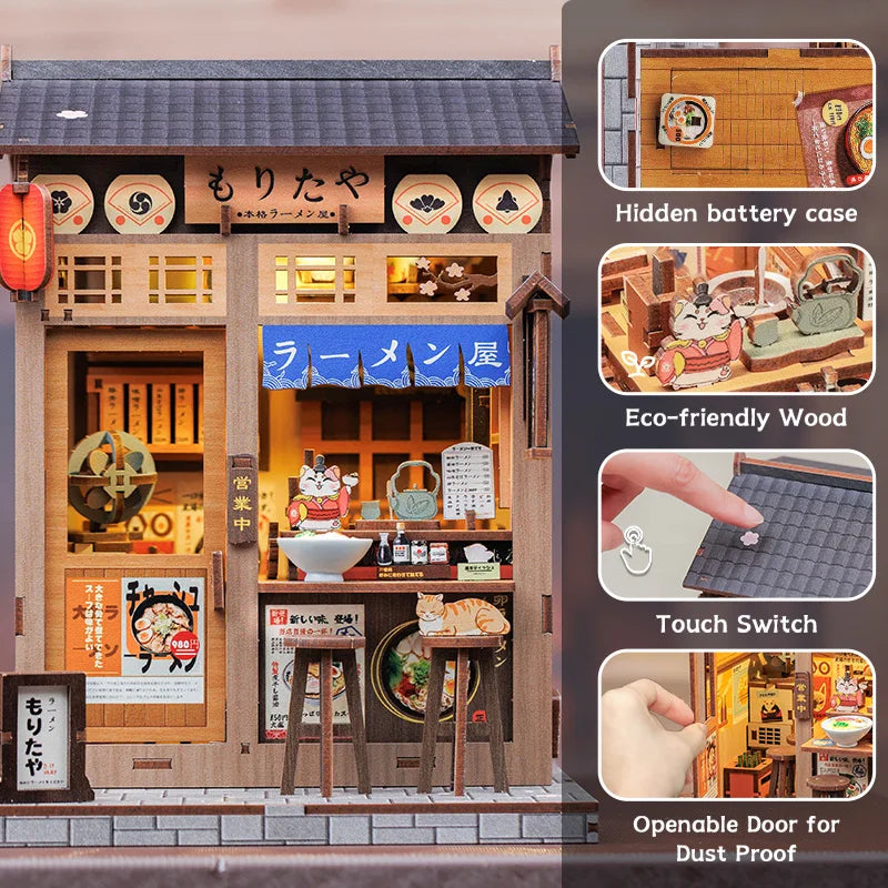 CUTEBEE DIY Book Nook Kit with LED Light - Enchanting Ramen Shop Design