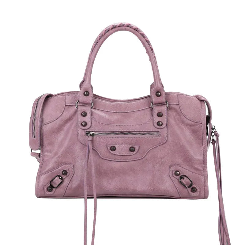 Y2K Vintage Dusty Pink Motorcycle Style Crossbody Bag for Women