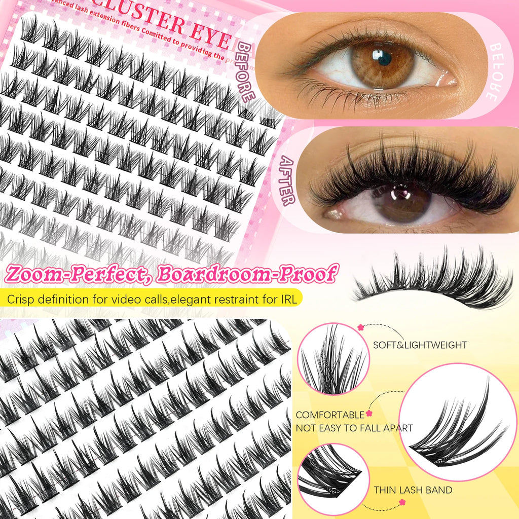 672PCS DIY Cluster Lash Kit - Natural Soft & Wispy Individual Lashes