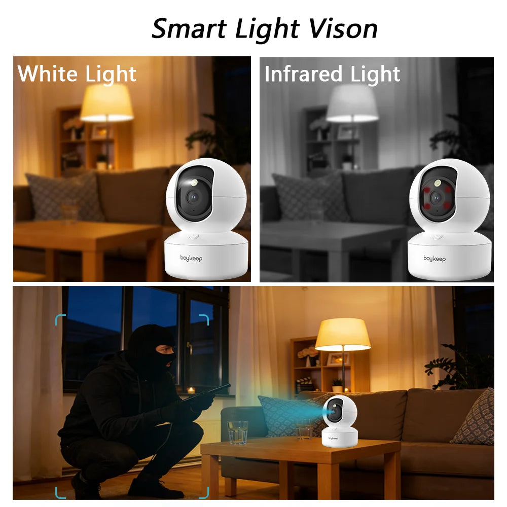 BoyKeep 2K Smart WiFi Security Camera with 360° PTZ & Night Vision