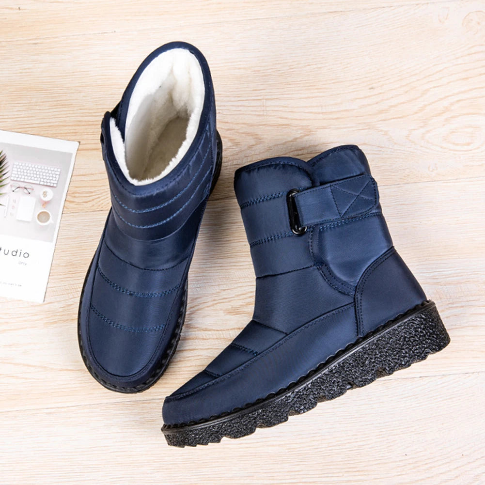 Women's Waterproof Plush Fur Boots - Warm Winter Snow Booties