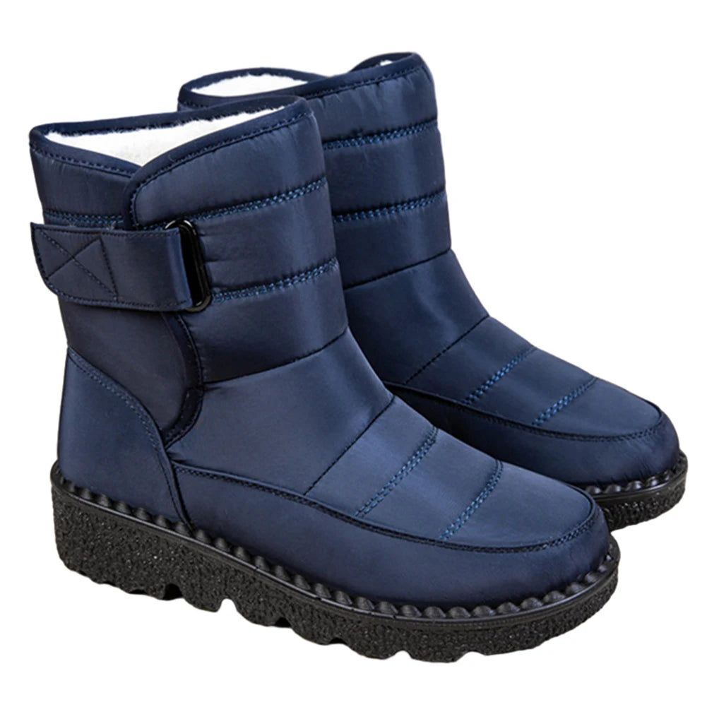 Women's Waterproof Plush Fur Boots - Warm Winter Snow Booties