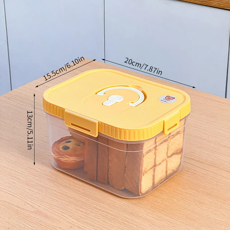 Airtight Plastic Bread Storage Box with Handle - Large Capacity