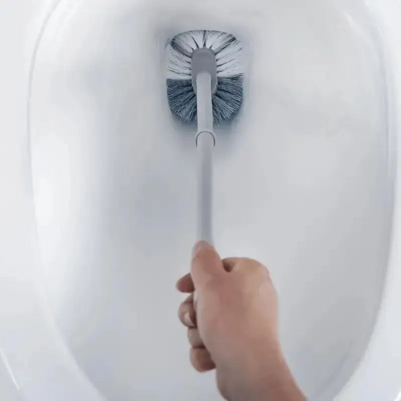 Ergonomic C-Type Toilet Brush with 18" Handle - Reusable & Portable Cleaner