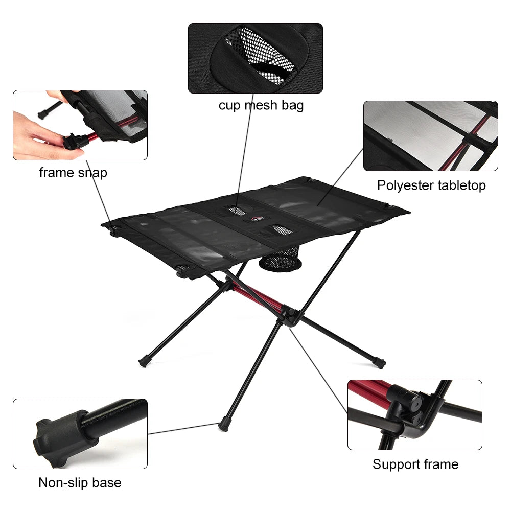 WIDESEA Portable Folding Camping Table - Lightweight with Cup Holders