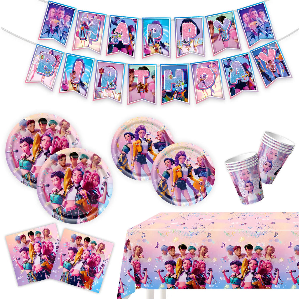 K-Pop Demon Hunters Birthday Party Supplies - Plates, Cups, Napkins & Decor