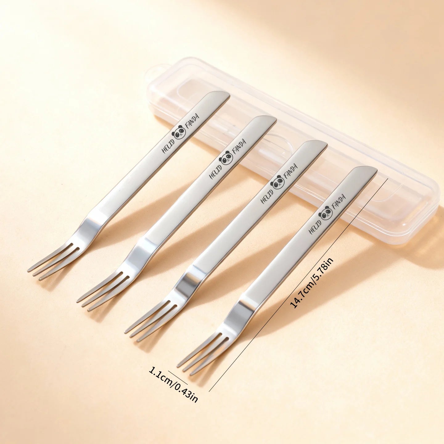 2-in-1 Dual-Purpose Long Handle Fork & Spoon Set - Reusable Stainless Steel