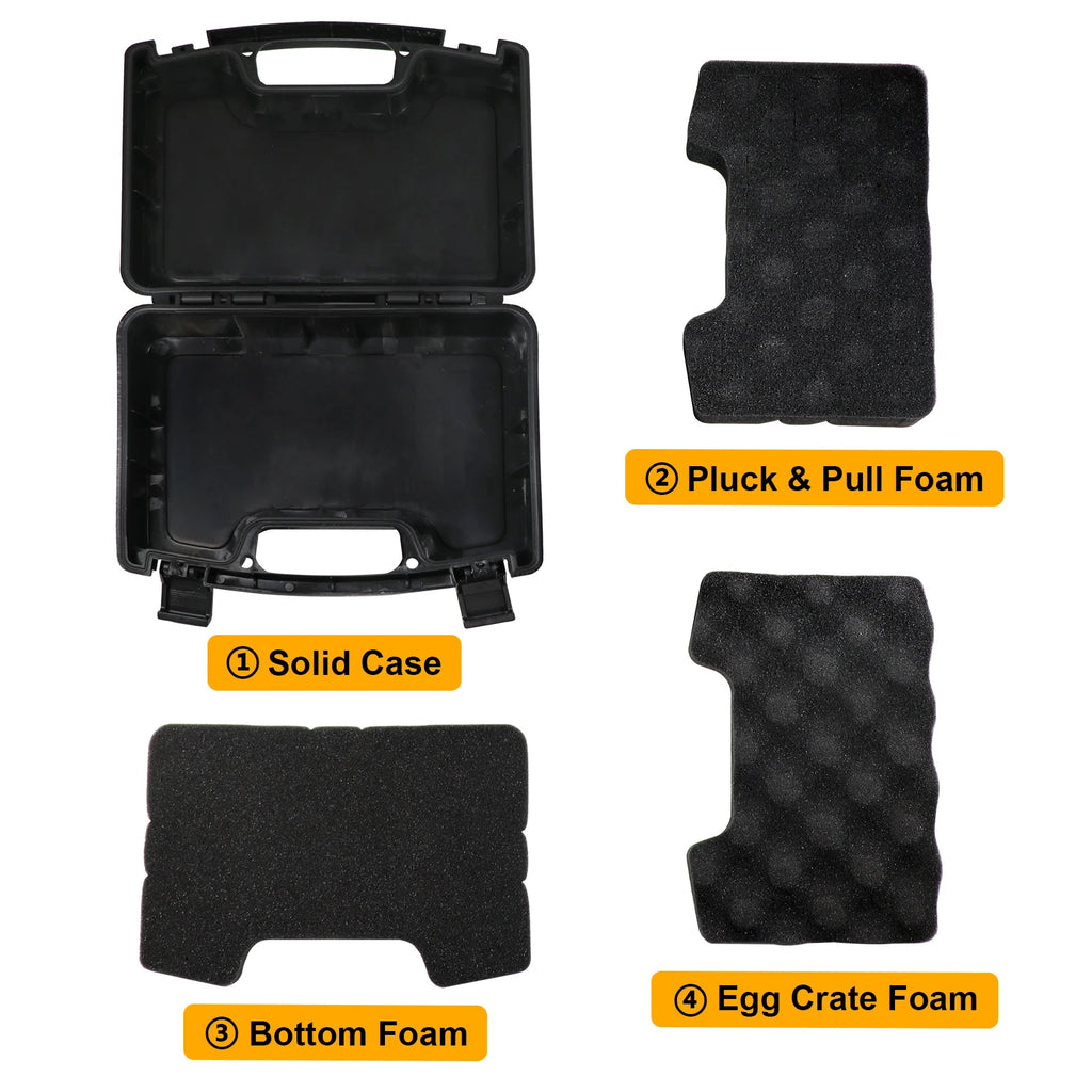 Lockable Waterproof Handgun Case with Foam for Safe Storage