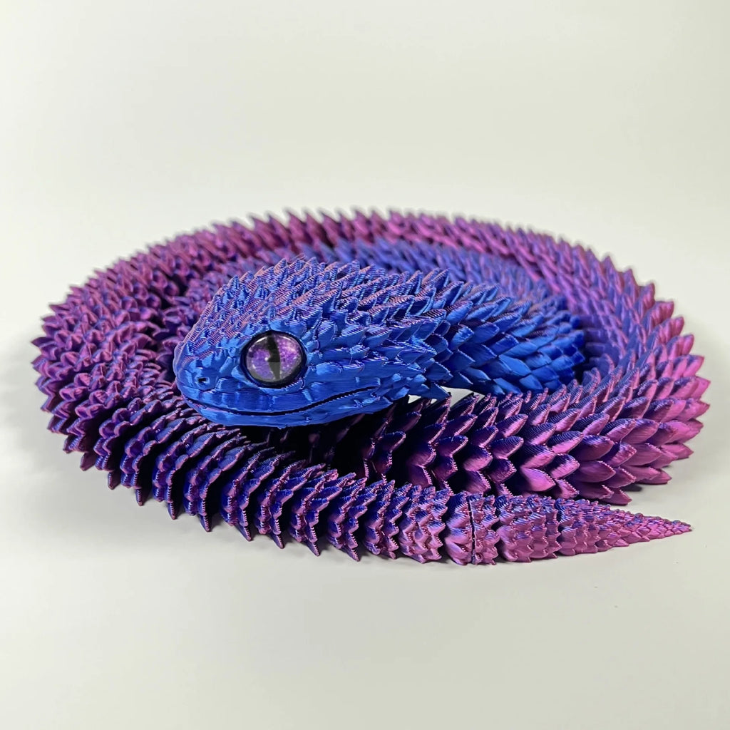 Glowing 3D Printed Viper Decoration with Movable Joints - 63cm
