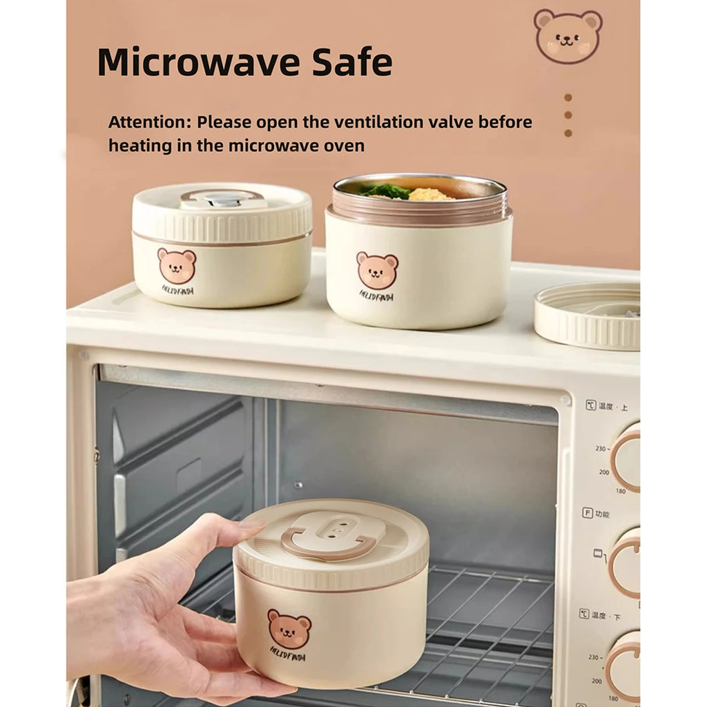 Cute Portable Thermal Stainless Steel Lunch Box for Kids