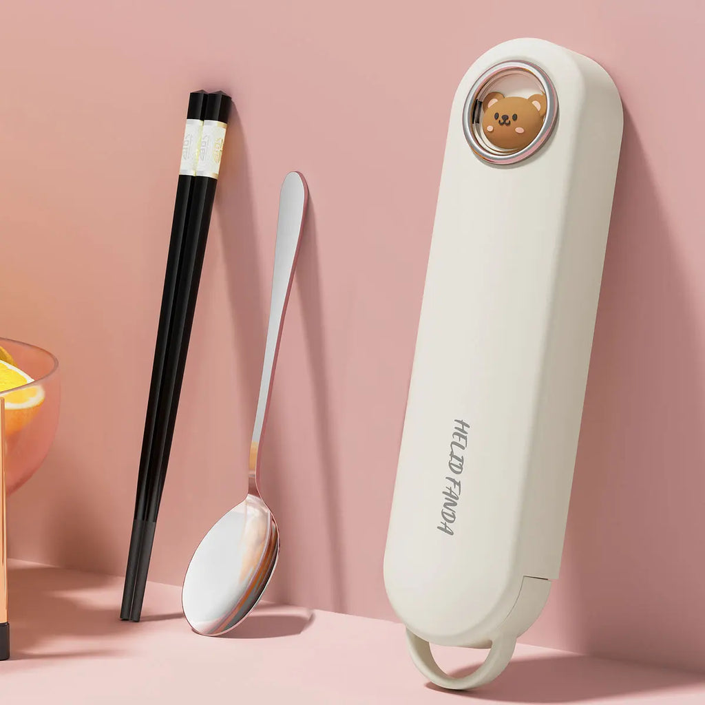 3pcs Cartoon Stainless Steel Dinnerware Set - Eco-Friendly Travel Tableware