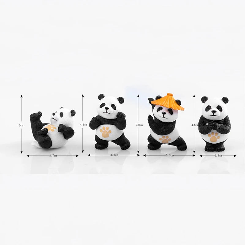 4pcs Mini Kungfu Panda Ornaments - Cute Car & Home Decorations