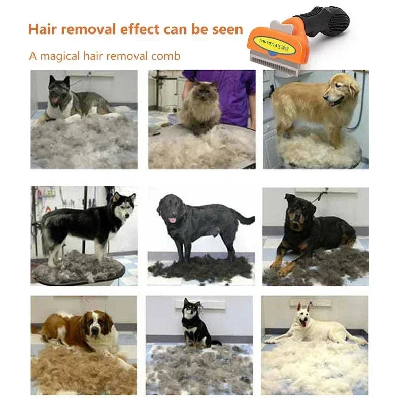 Cat & Dog Hair Removal Comb - Grooming Brush for Shedding Control