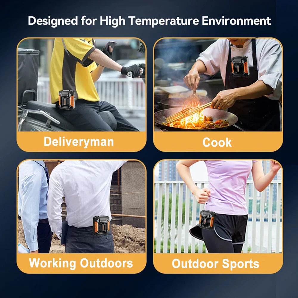 Portable USB Waist Fan with Power Bank & LED Light - Stay Cool Anywhere