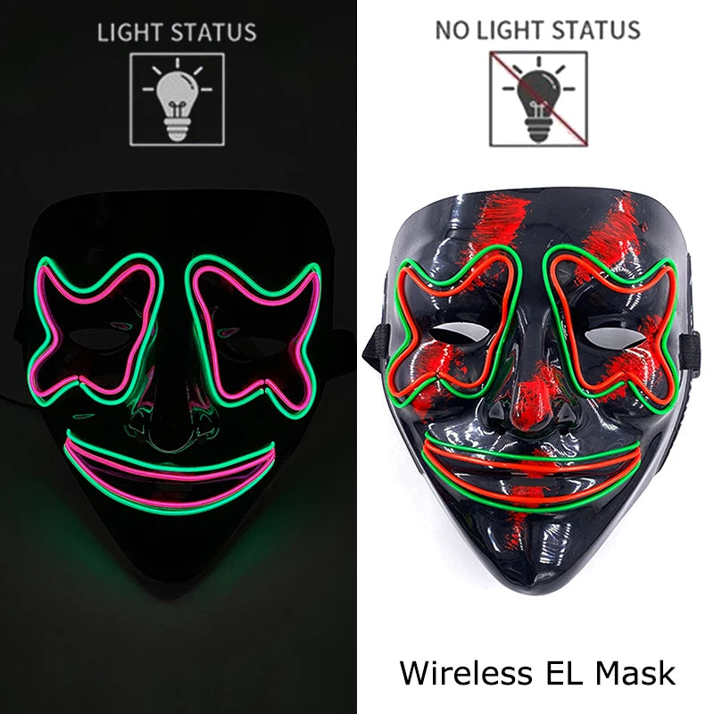 Glow-in-the-Dark Wireless LED Purge Mask for Halloween Cosplay