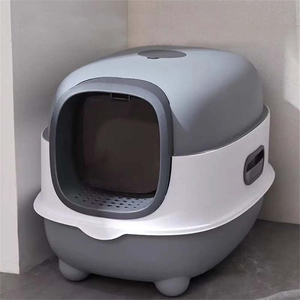 Hooded Cat Litter Box with Scoop - Easy Clean for Kittens & Small Cats