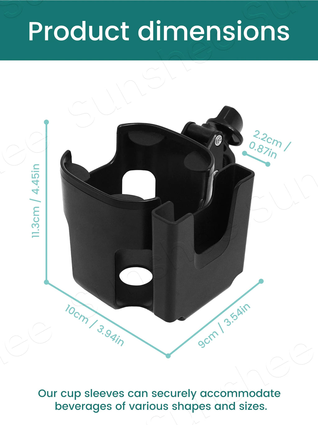 Universal Stroller Cup Holder with Phone Holder - 360° Rotating Clip