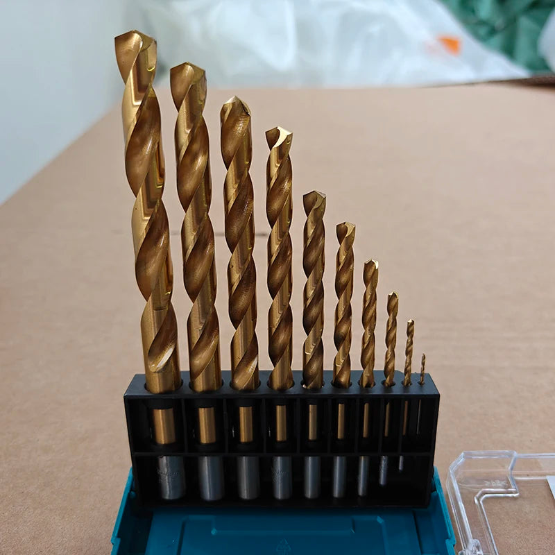 Makita 10PC HSS-TiN Titanium Drill Bit Set | Precision Metal & Wood