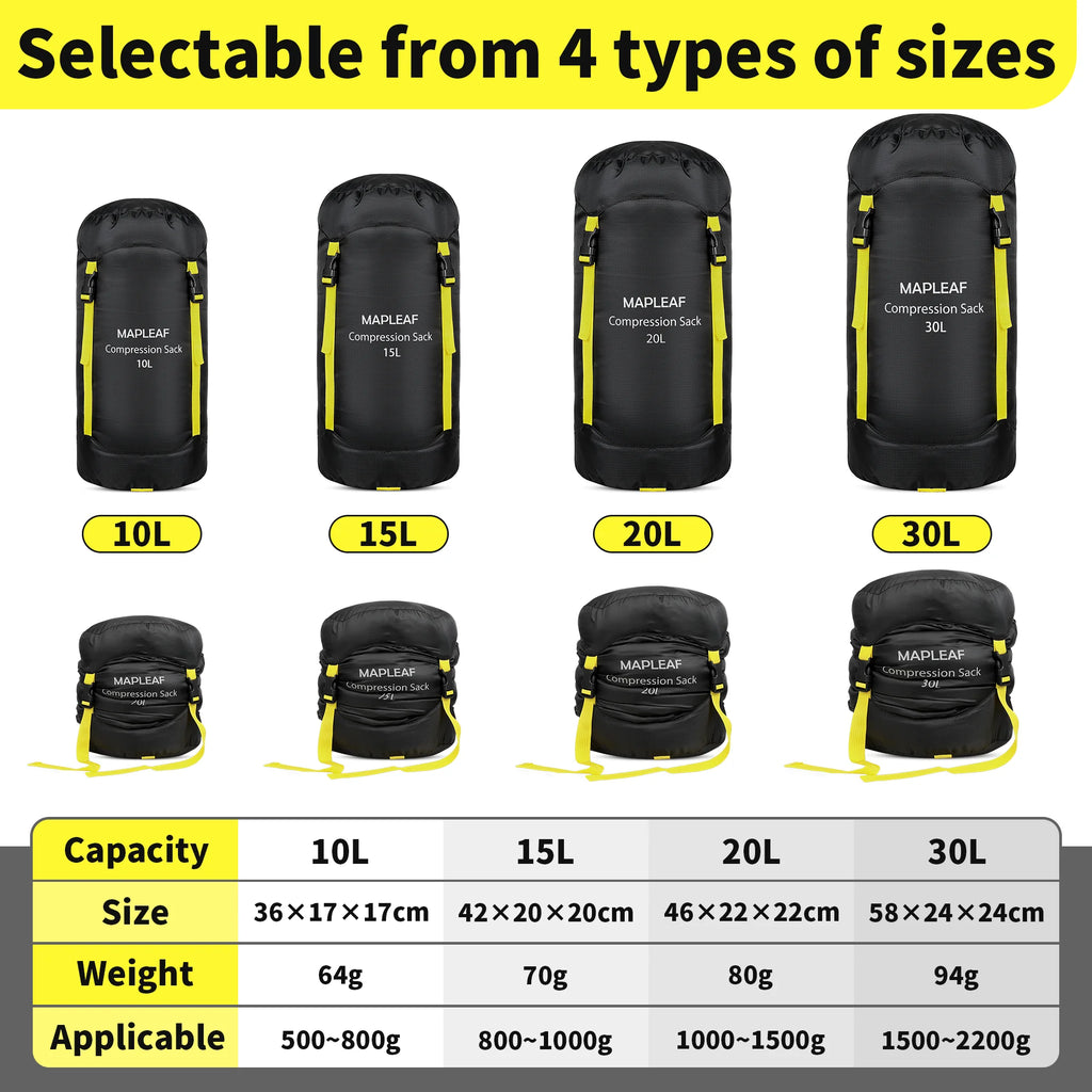 MAPLEAF Ultralight Compression Sleeping Bag - Waterproof & Compact