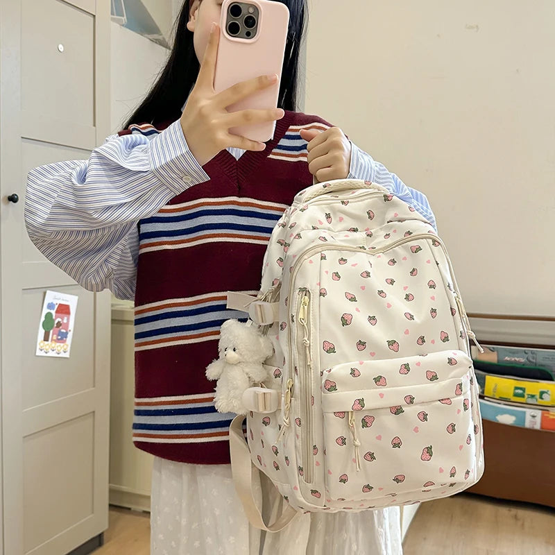 Floral Aesthetic Backpack - Casual Travel Daypack for Girls & Teens