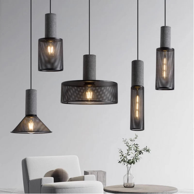 Vintage Industrial Cement Pendant Light - E27 LED Chandelier