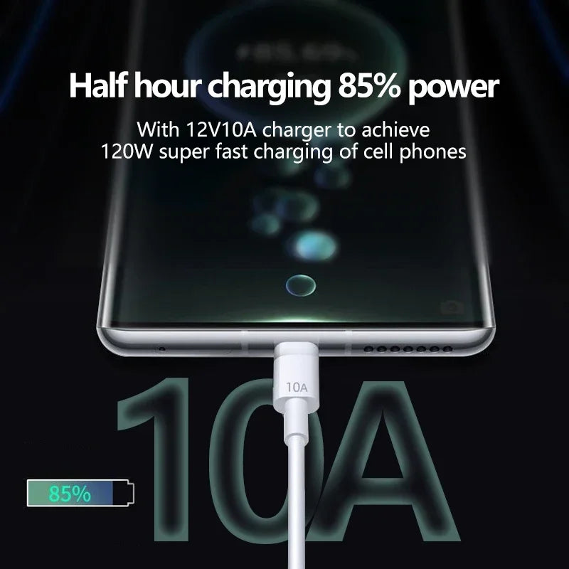 120W USB to Type-C Fast Charging Cable for Android & Xiaomi Devices