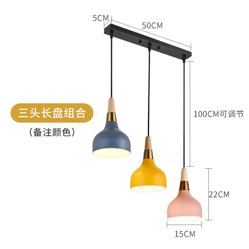 Nordic Chandelier Pendant Light with Wooden Handle - Modern Design